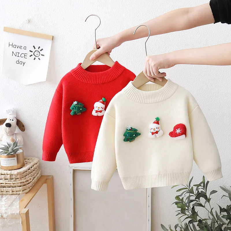 Girls Knitted Sweaters Winter Children Woolen Jersey Tops Outerwear For Baby Girl Thick Velvet Clothing Kids Pullover Sweater 6Y