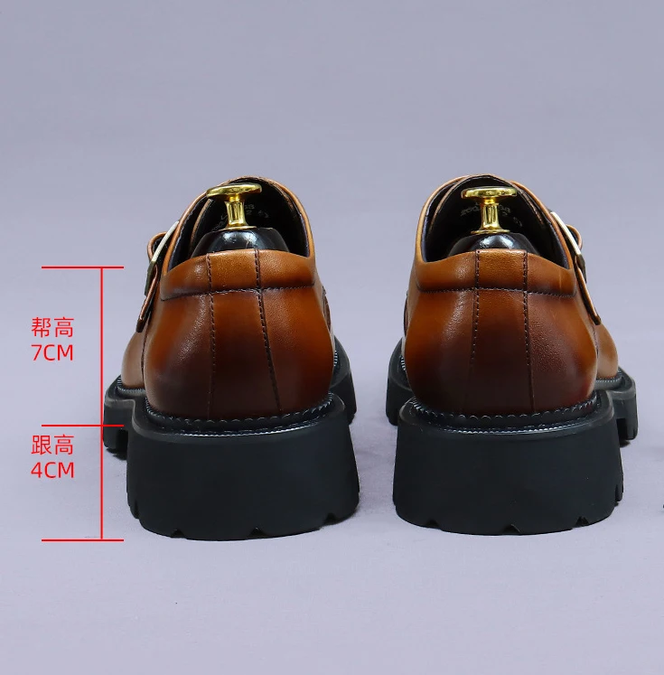 LIHUAMAO Cow Leather bukle Loafers Men Casual Shoes Slip On Footwear Outdoor thick outsole men's business shoes wedding