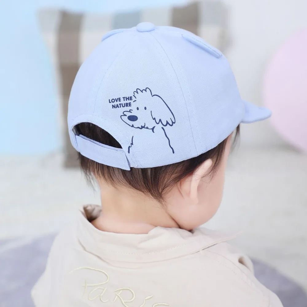 Sun Protection Cap Embroidered with Cute Cartoon Motifs for Babies Cartoon Embroidered Bear Children's Soft Cap