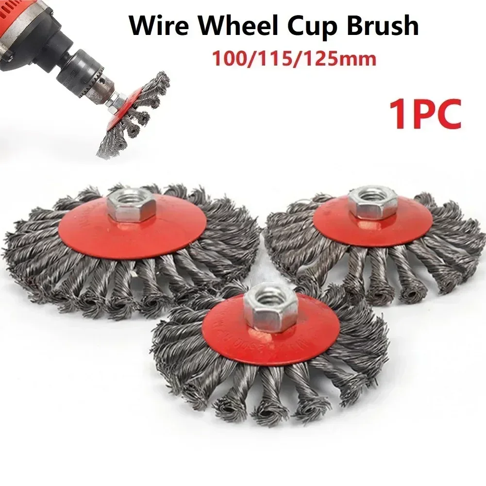 

Twisted Steel Wire Wheel Quick Rust Rotary Knot Clean Cup Brush For Angle Grinder M14*2 Steel Wire Alloy Metal Deburring Tools