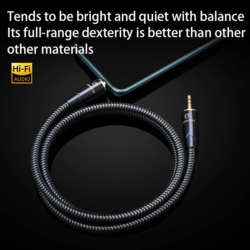 

HiFi 3.5mm Aux Cable Square OCC 3.5mm Jack Male to 3.5 Jack Male Aux Stereo Cable Headphone Cord for Phone Eerphone Car
