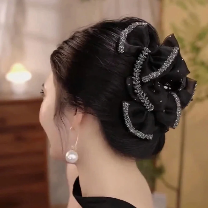 Exquisite Elegant Sweet Mesh Bow Clip Women's After Brain Hairpin Headwear Accessories Gifts