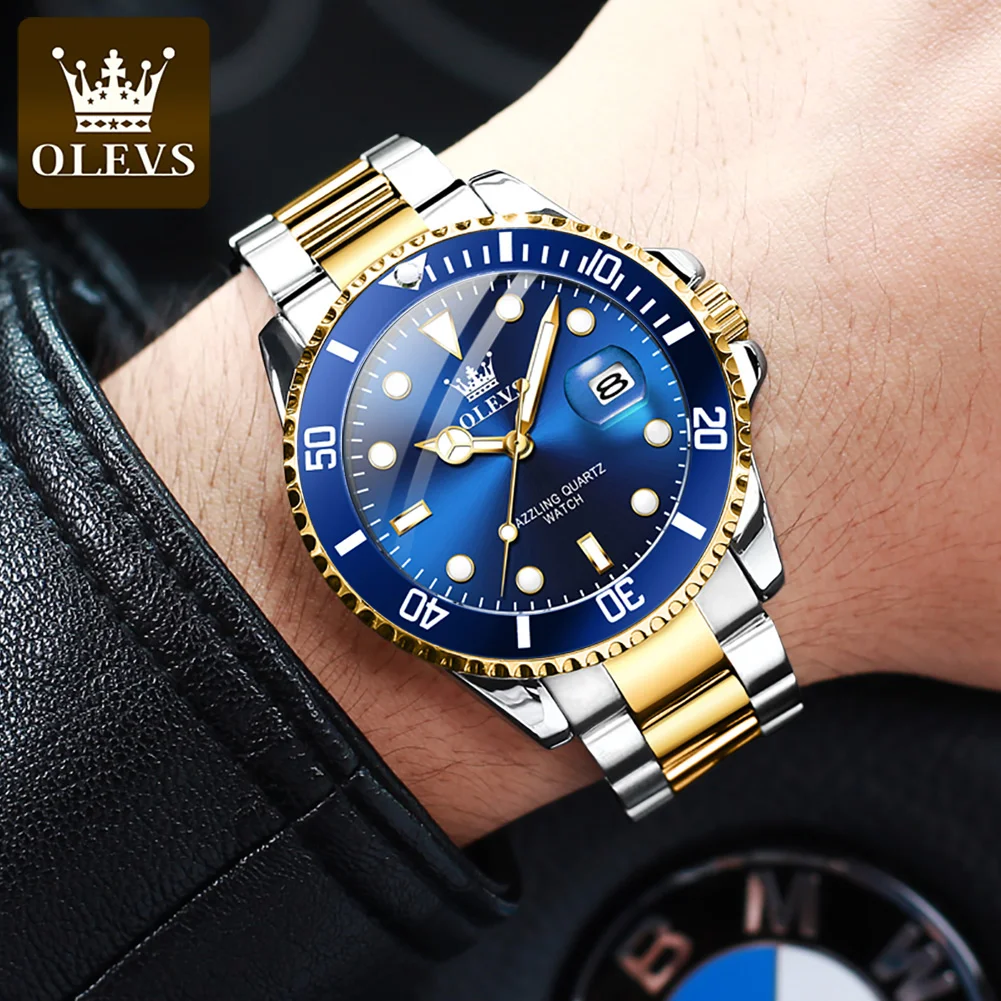 OLEVS 5885 Genuine Men\'s Watches Classics Date Waterproof Stainles Steel Wristwatch Business Watch for Men Relogio Masculino5885