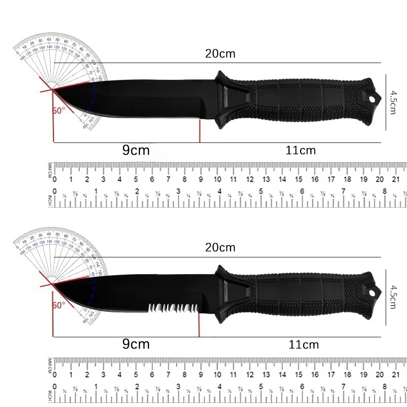 GB Tactical Fixed Blade Knife 440C Serrated/Full Blade FRN Fiberglass Handle Gift Outdoor EDC Survival Hunting Camping Tools