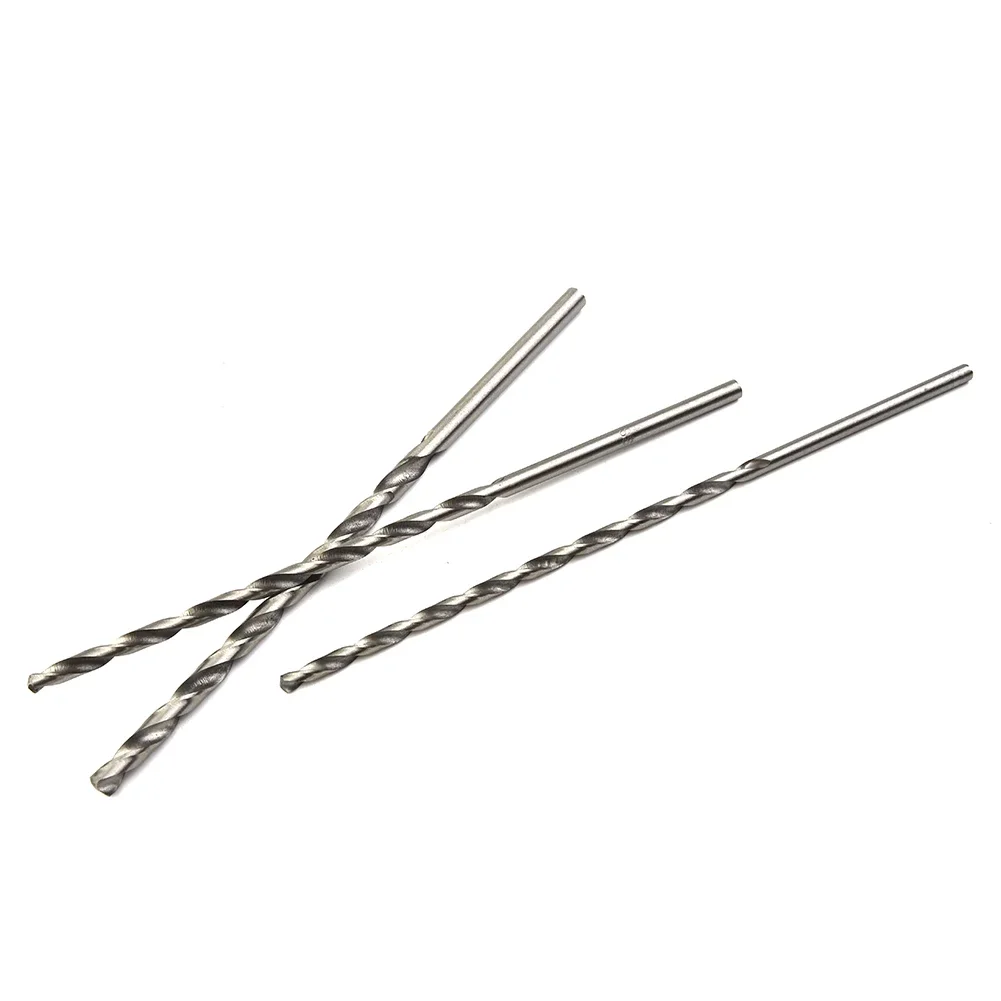 Set Drill Bit Tools 2mm-5mm 5 piece Accessories Extra Long High Speed Steel Kit Lot Parts Replace Silver Spare