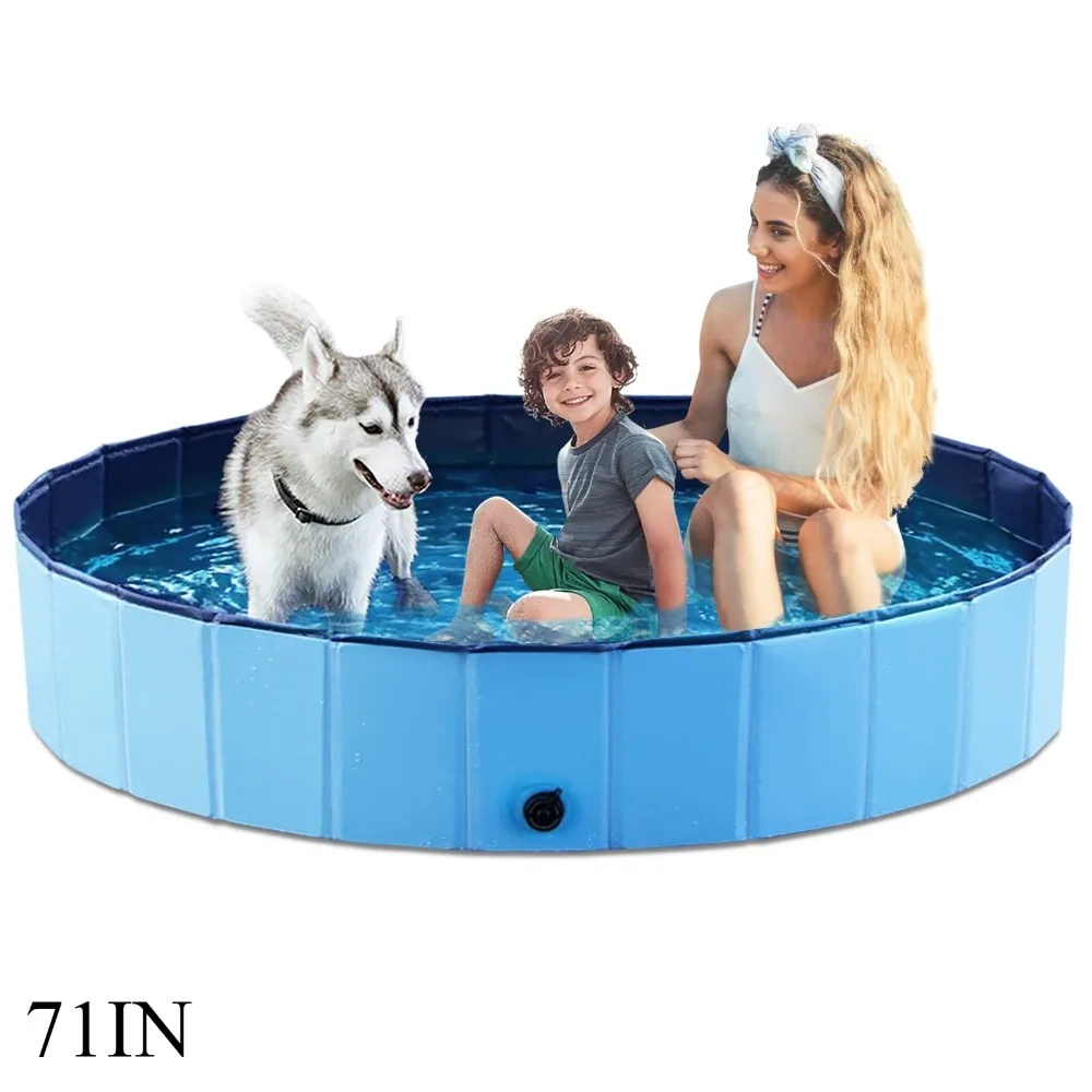 Foldable Dog Pool Collapsible Hard Plastic Swimming Hot Tubs Portable Kiddie/Pet Doggie Wading Pool Bath Tub