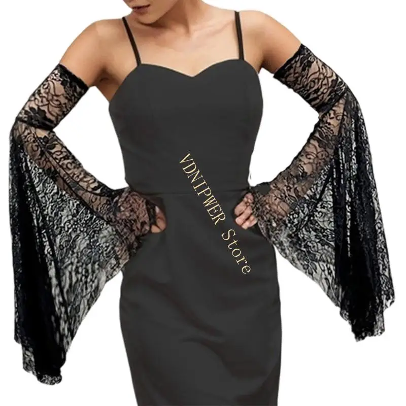 Mangas populares braço flor renda com elegante detalhamento cobertura braço alargada para vestido noiva e d08e