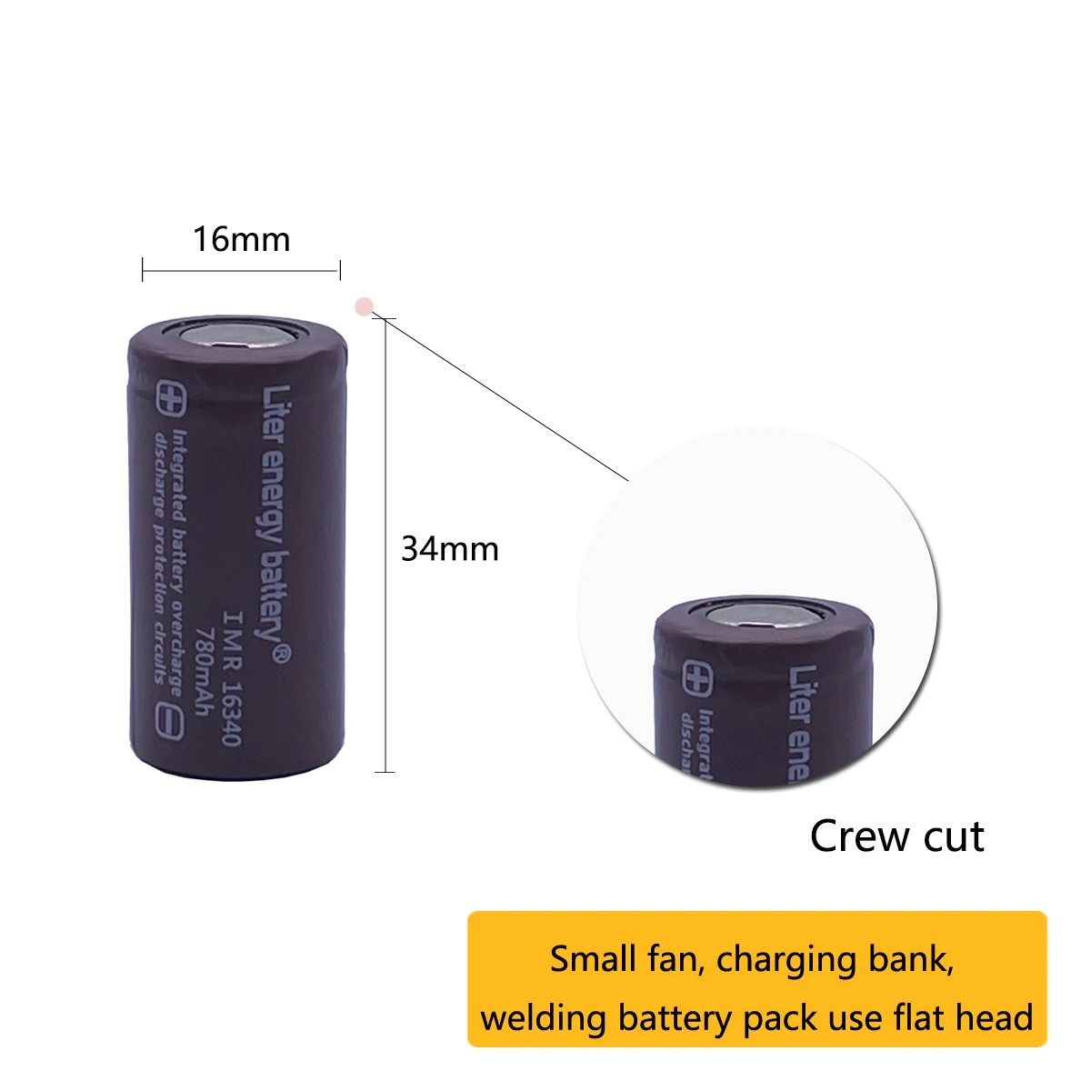 Litrowy akumulator energetyczny 2 szt. 16340 780mah 3.7v akumulator litowo-jonowy z pakietem detalicznym