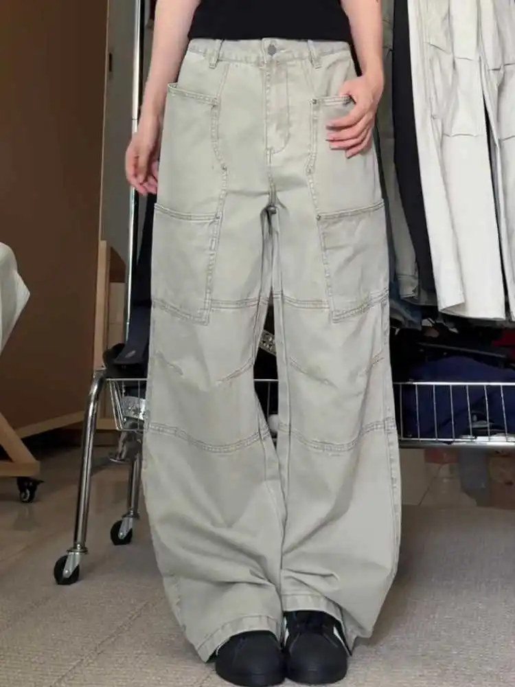 

Women Y2K Wide Leg Denim Pants Baggy Low Waist Boyfriend Jeans Casual Vintage Loose Fit Jeans Trousers Cyber Grunge Streetwear