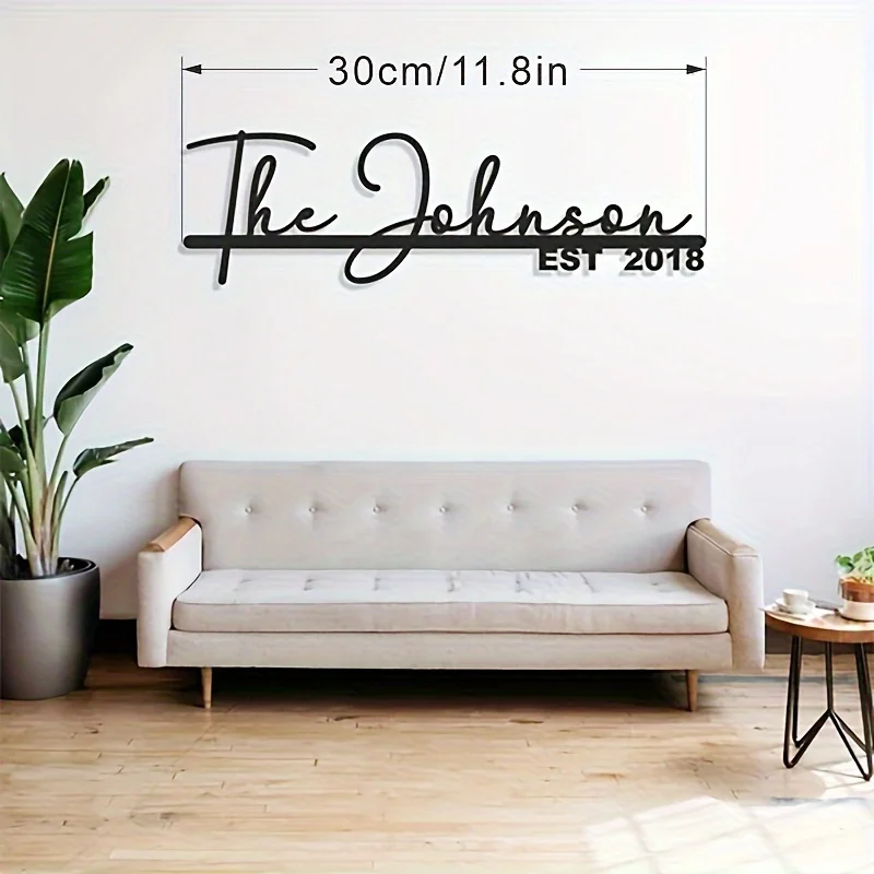 Custom Metal Sign with Surname The Johnson EST 2018 Personalized Wall Art for Bedroom Living Room or Dining Room Home Decoration