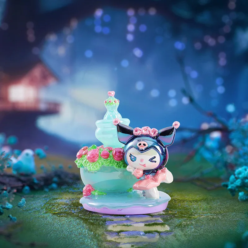 Caixa cega de anime kuromi galvanizada com luz noturna, artesanato em resina, pequenos presentes, feriados, decoração de mesa, presente de aniversário