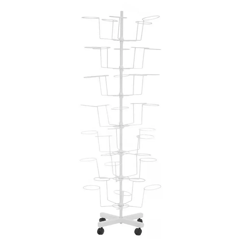 7 Tier Hat Display Retail Hat Rack Hanger Display Stand Rotating 35 Hat +Wheels Bottom Pulleys for Your Store, Office, Home