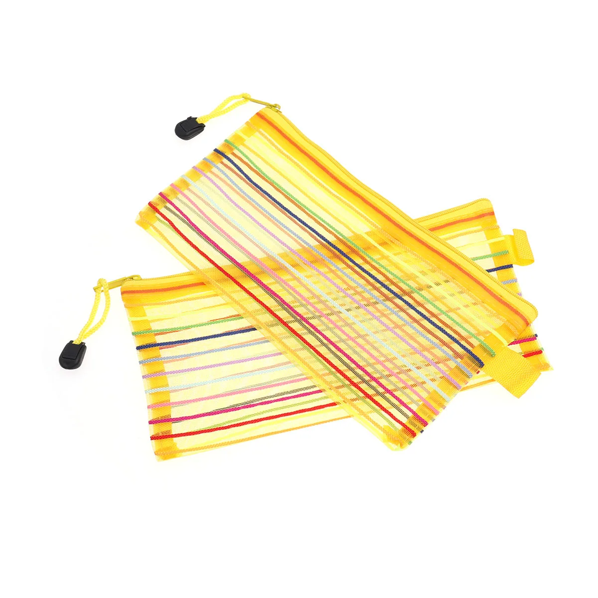 

12PCS Nylon Pencil Case Colorful Stripe Pouch Zipper Mesh Storage Bag Student School Supplies Lightweight Travel Accessories