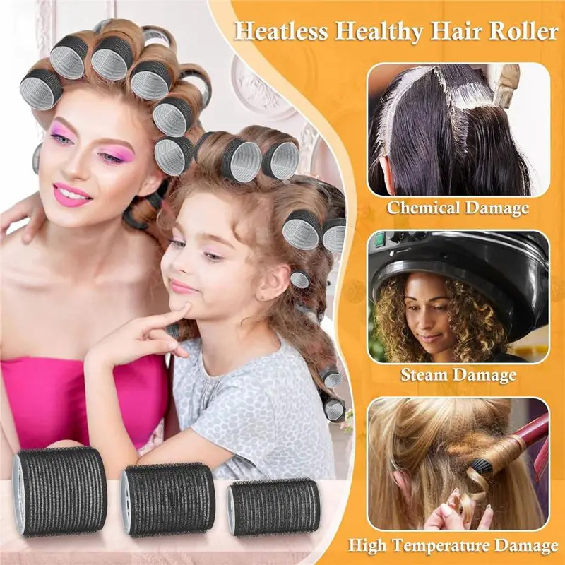 A67P-43PCS Hair Curlers Rollers With Clips Hair Roller With 3 Sizes , Jumbo Hair Roller With 12Duckbill Clips Hair Rollers