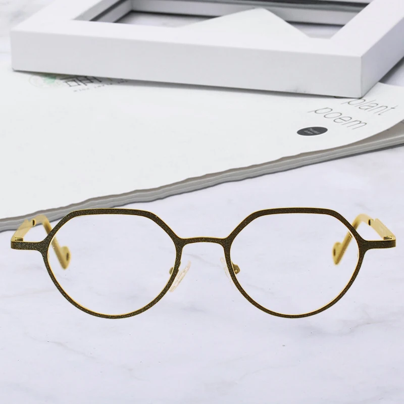 

REAL Retro Oval Metal Eyeglass Frame Original Men Women Square Spectacle Frame Myopia Prescription Eyeglasses MT0418