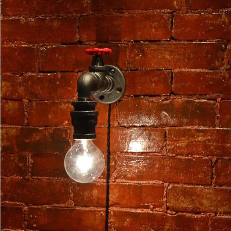 Retro Industrial Vintage Steam Valve Water Pipe Edison Wall Sconce Lamp Houseware Restaurant Home Decor Lighting Fixture