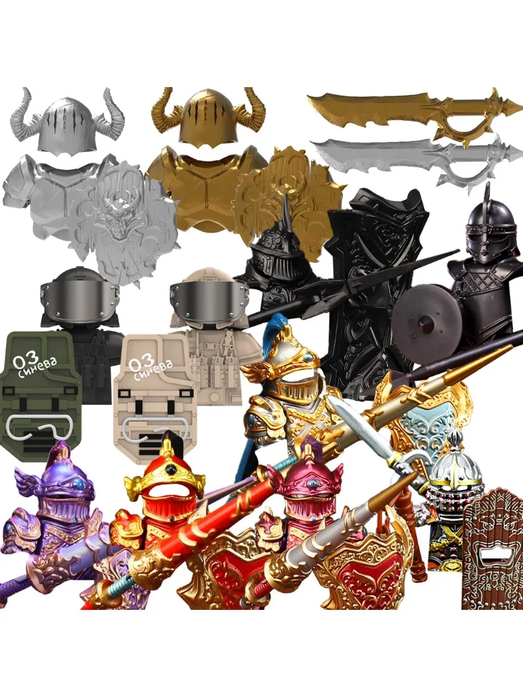 Blocs de construction de chevalier médiéval MOC militaire, figurines d'armes de film Anine, bouclier d'armure, épée de garde de cheval de guerre, Mini briques, jouet cadeau