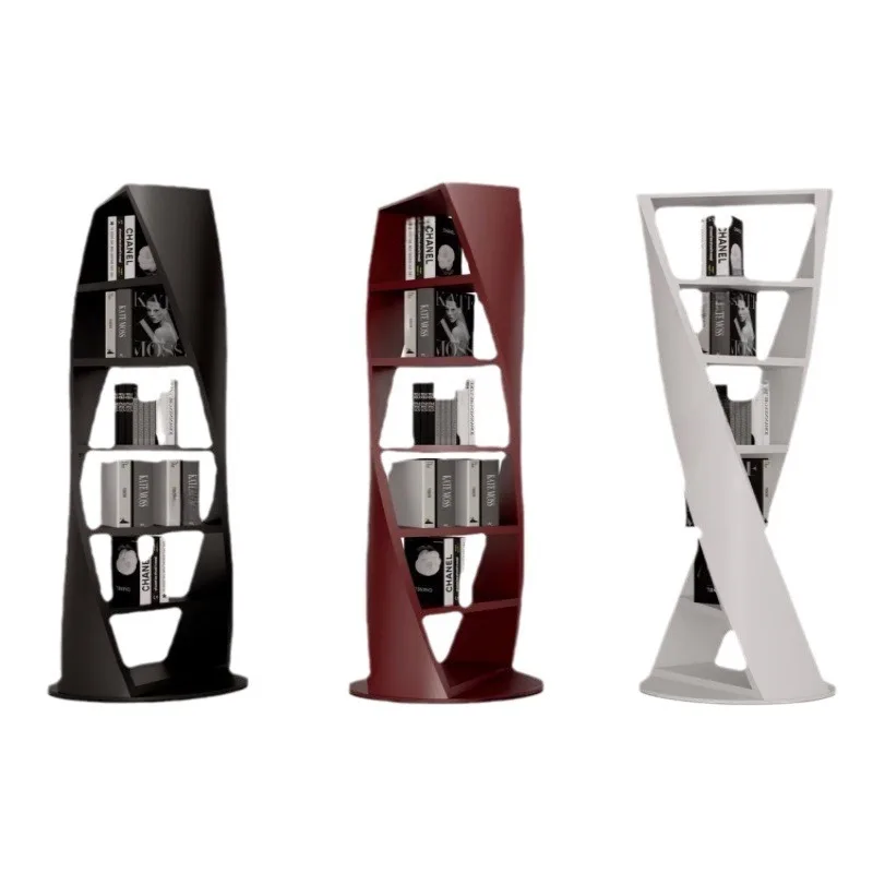 Solid wood rotating bookcase round shelf modern simple special-shaped decorative display rack