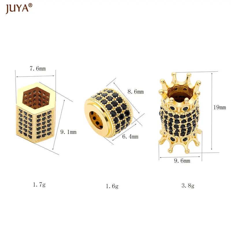 JUYA Zircon Spacer Beads Micro Pave CZ Tube Bead For Jewelry Making Supplies DIY Bracelets Needlework Accessories