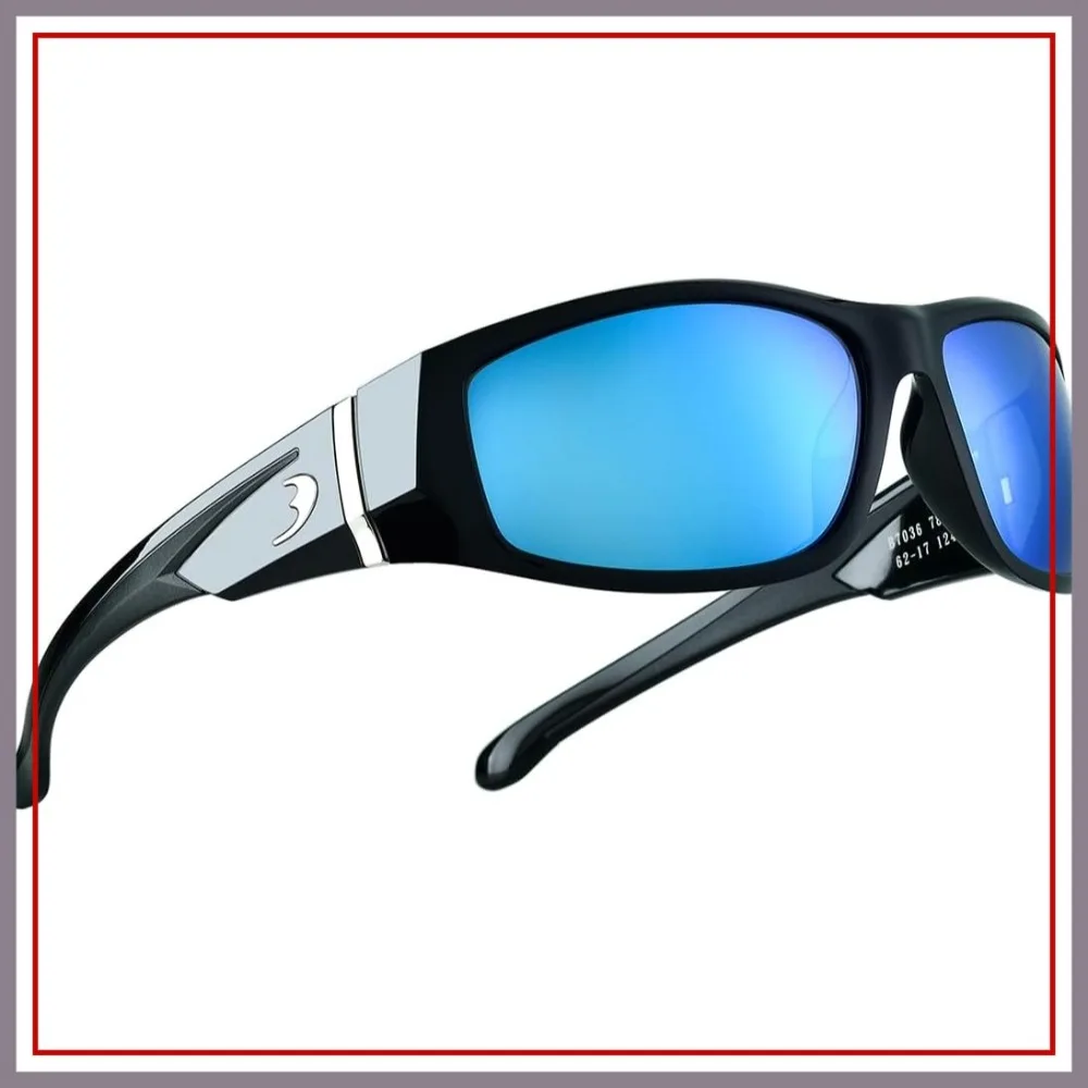

Sport Polarized Sunglasses for Men – Wrap Around Round Shades with Glass Lenses, UV Protection for Driving & Cycling