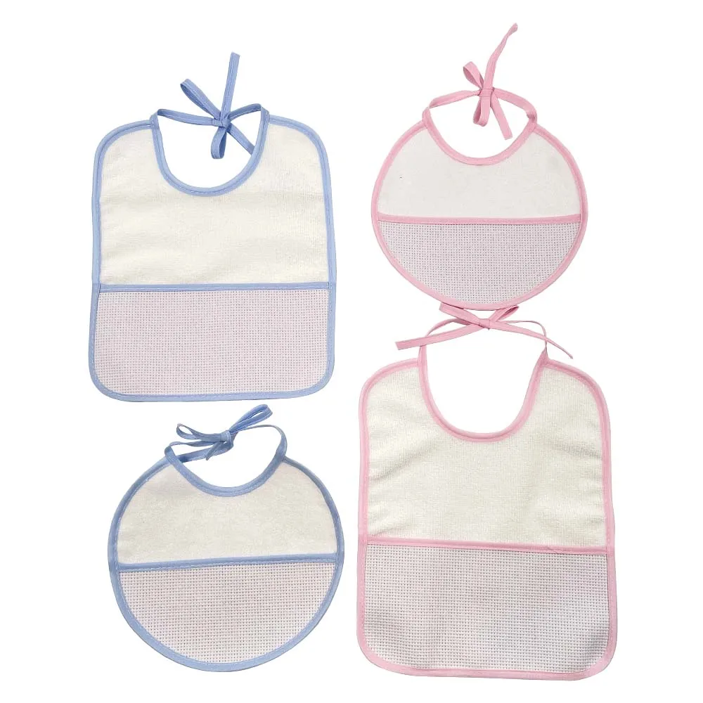 Free Shipping Cross Stitch Bibs Waterproof Baby  Infant Saliva Towels Bebe Pink & Blue 4PCS/Set YB170013