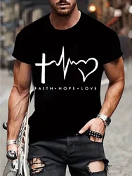 New Summer Round Neck Short Sleeve T-shirt for Men Christian Faith Cross Graphic Fshion T Shirts Short Sleeve Tee Tops