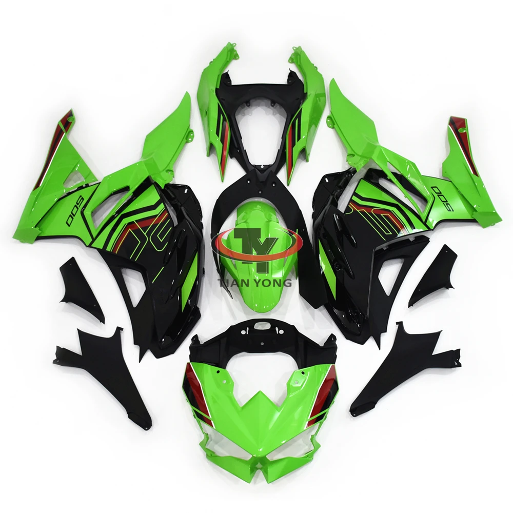 Motorcycle Full Fairing Kit For ninja500 2024 2025 ninja 500 Injection Cowling Bright green red black geometric stripes Bodywork