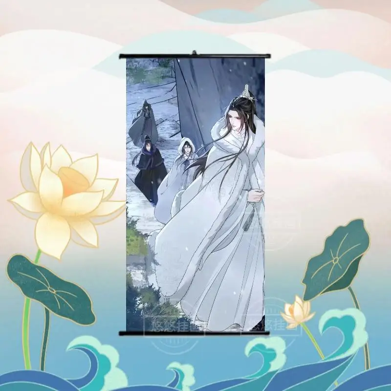 Anime The Husky and His White Cat Shizun Chu Wanning Mo Ran Cosplay Cartoon Scroll Canvas Hang A Picture Mascot Display Ornament