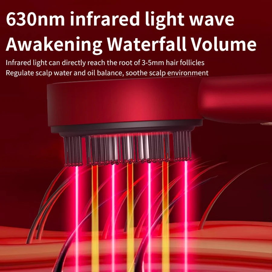 1 قطعة مدلك الرأس الاهتزاز تدليك مشط العلاج بالضوء الأحمر نمو الشعر تدليك فروة الرأس فرشاة مكافحة تساقط الشعر السائل النفط العناية بالشعر