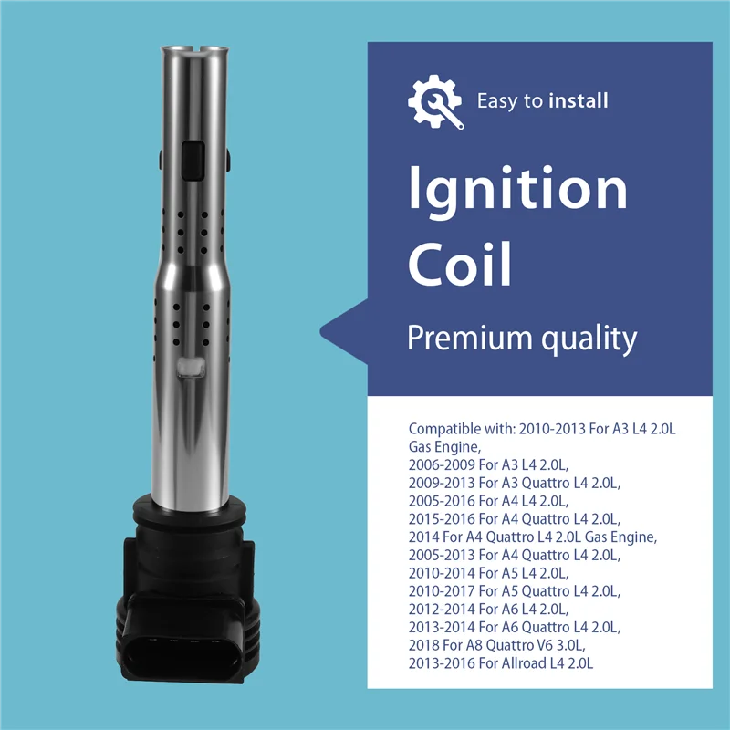 

Ignition Coil Set 4 Pcs For A3 A4 A6 TT Q3 Q5 VW Golf Passat–0221604115 07K905715F UF575 07K905715 06F905115E 06H905115B