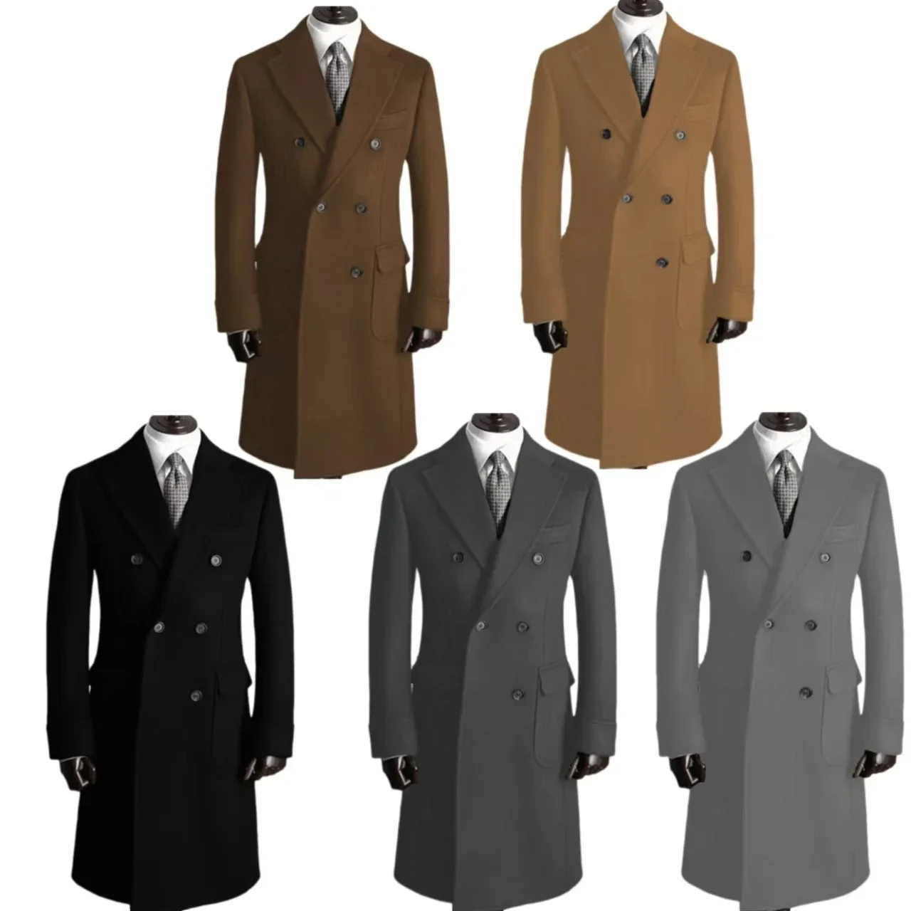 

Men's Luxury Winter Jacket Customizable Double Breasted Notched Lapel Trench Coat for Business Banquet Warm Comfortable Clothing