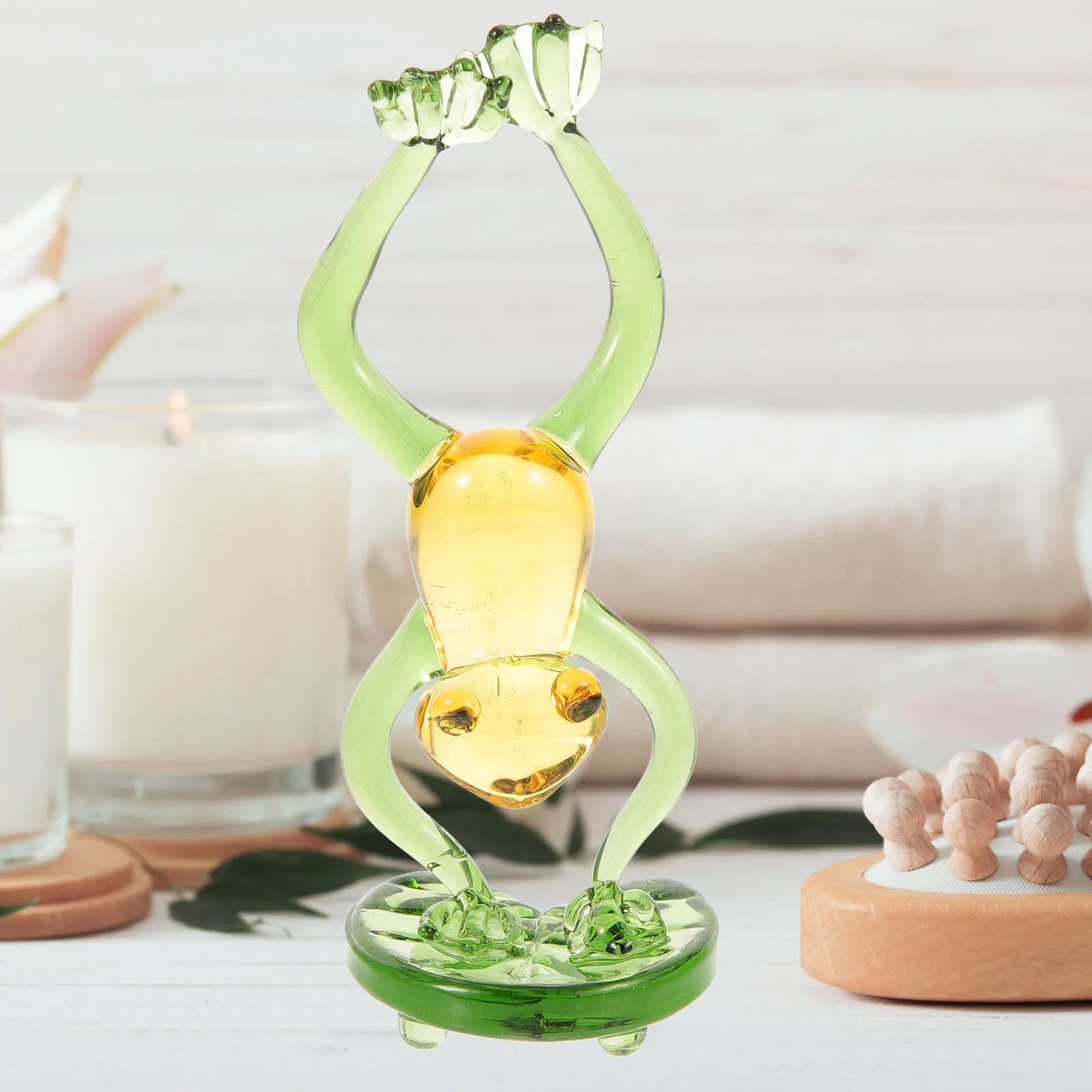 

Desktop Crystal Frog Statue Light Weight Mini Animal Sculpture for Home Office Decor Festive Gift Unique Handstand Posture