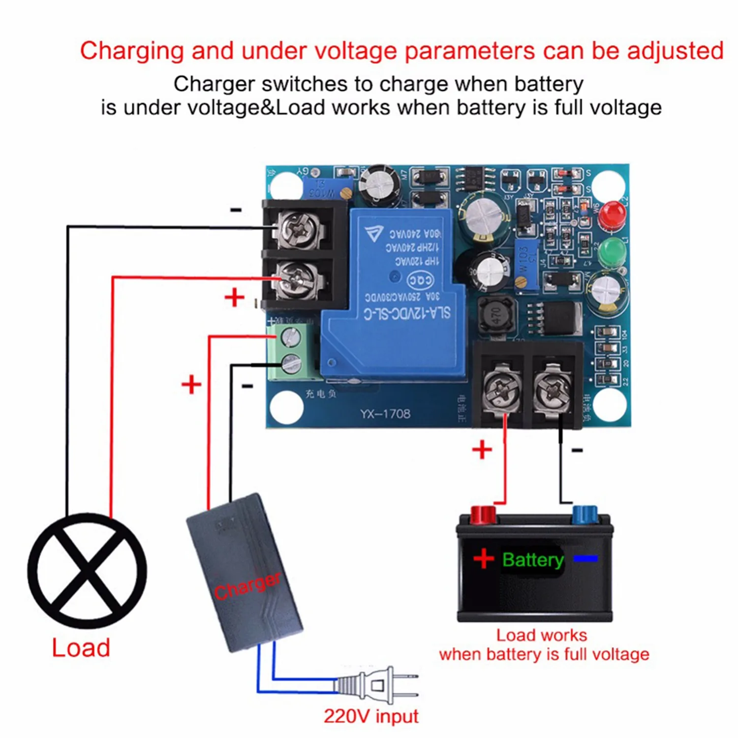 自動充電コントローラー保護モジュール,yx1708バッテリー,電圧制御モジュール,30a,24v