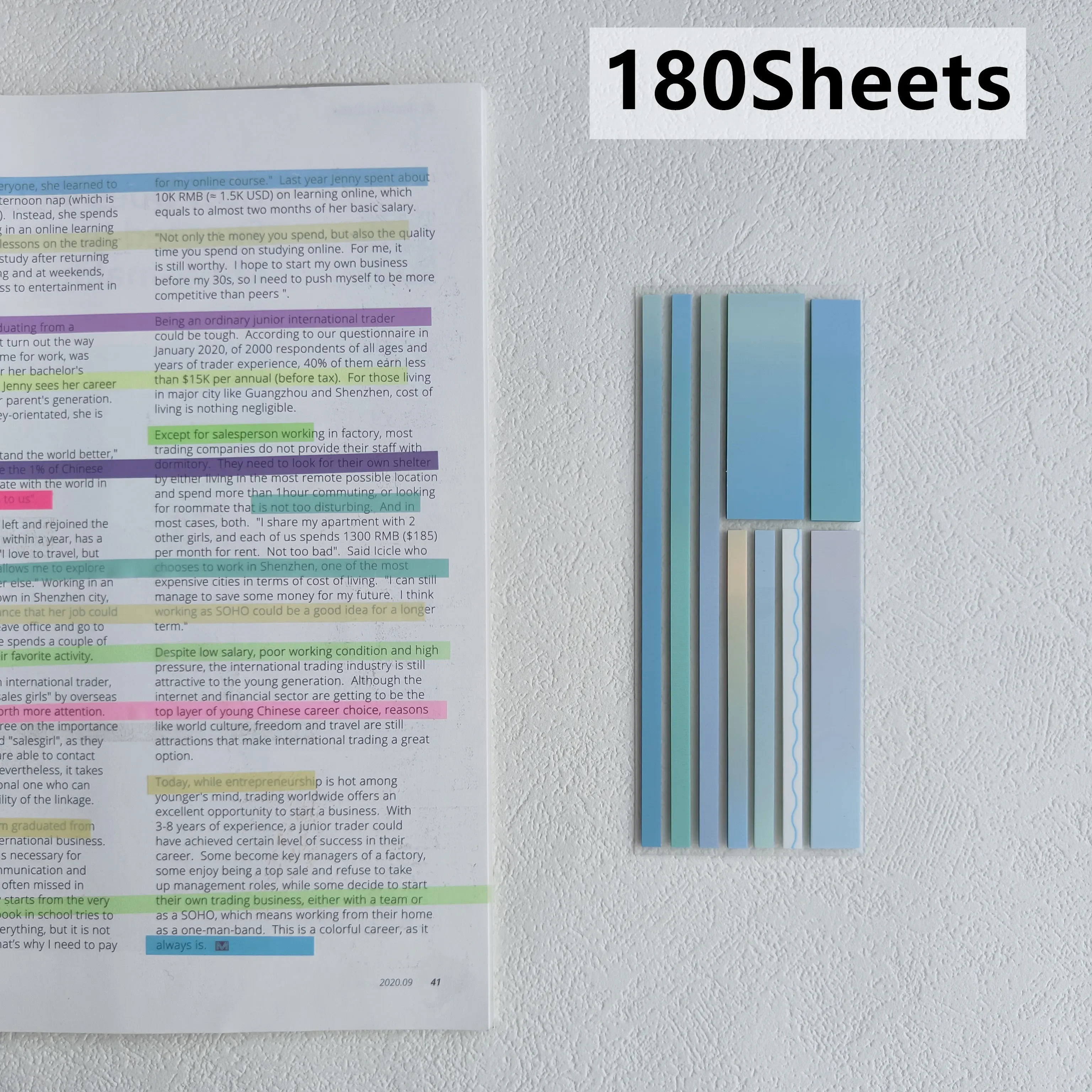KindFuny 160 Blatt Haftnotizen, transparent, Haftnotizen, Indexregisterkarten, Pfeilflaggen für Seitenmarkierungen, Planeraufkleber, Büro, Schule – Detail 5