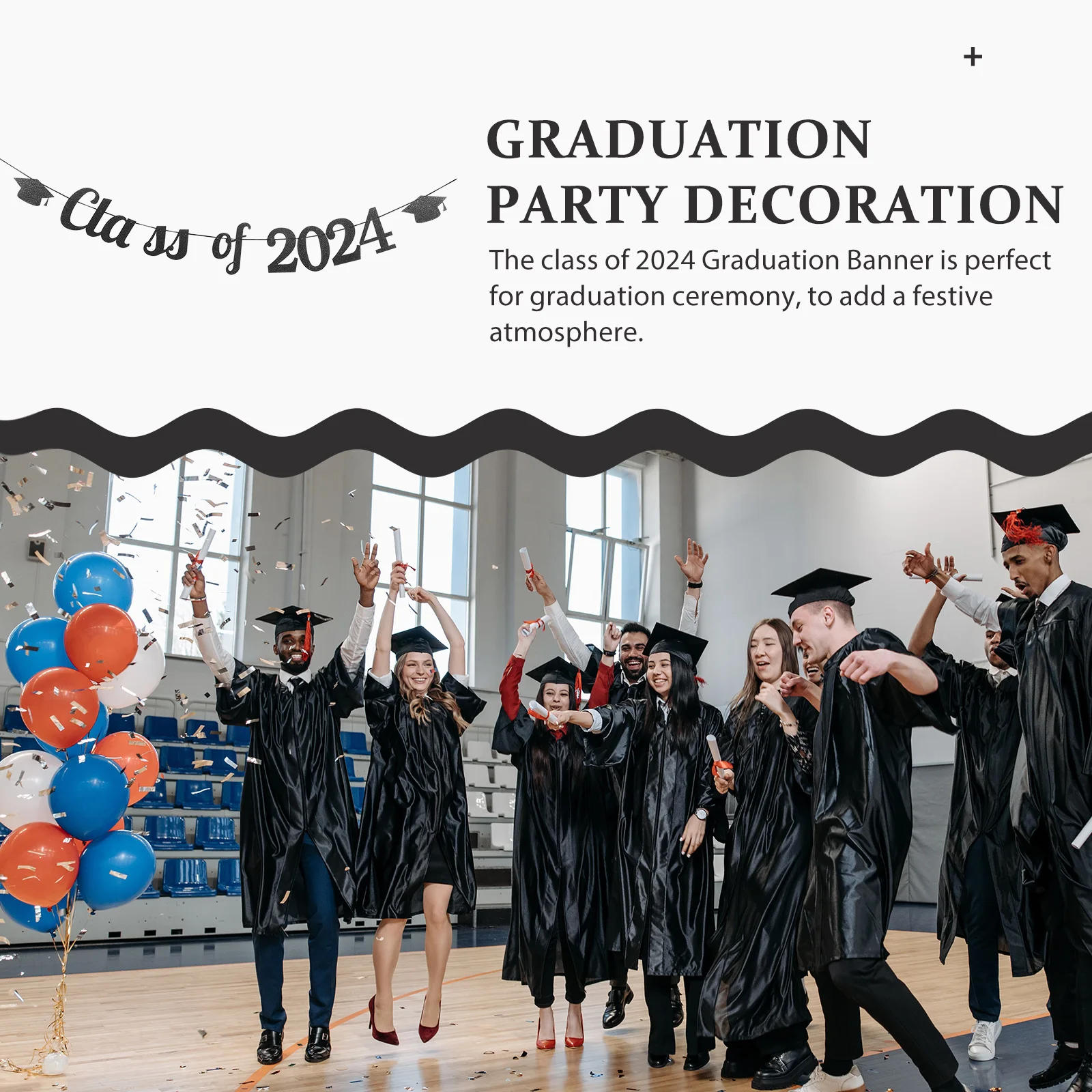 

2024 Graduation Class of 2024 Banner Photo Backdrop Hanging Flag Celebration Supplies Bunting Paper Decorative