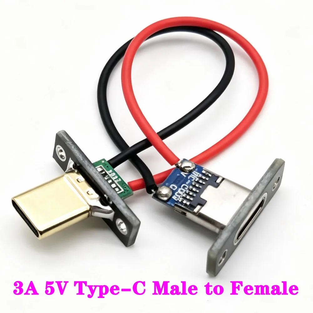

USB Jack 3.1 Type-C 2P 4P Male to Female Connector Jack Data Charging Port Small Electrical Charging Base with Fixing Plate