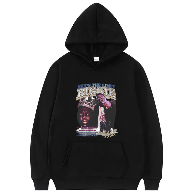 

Rapper The Notorious Big Sky's The Limit Graphic Hoodie Biggie Smalls Print Sweatshirt Men Women Hip Hop Retro Oversized Hoodies