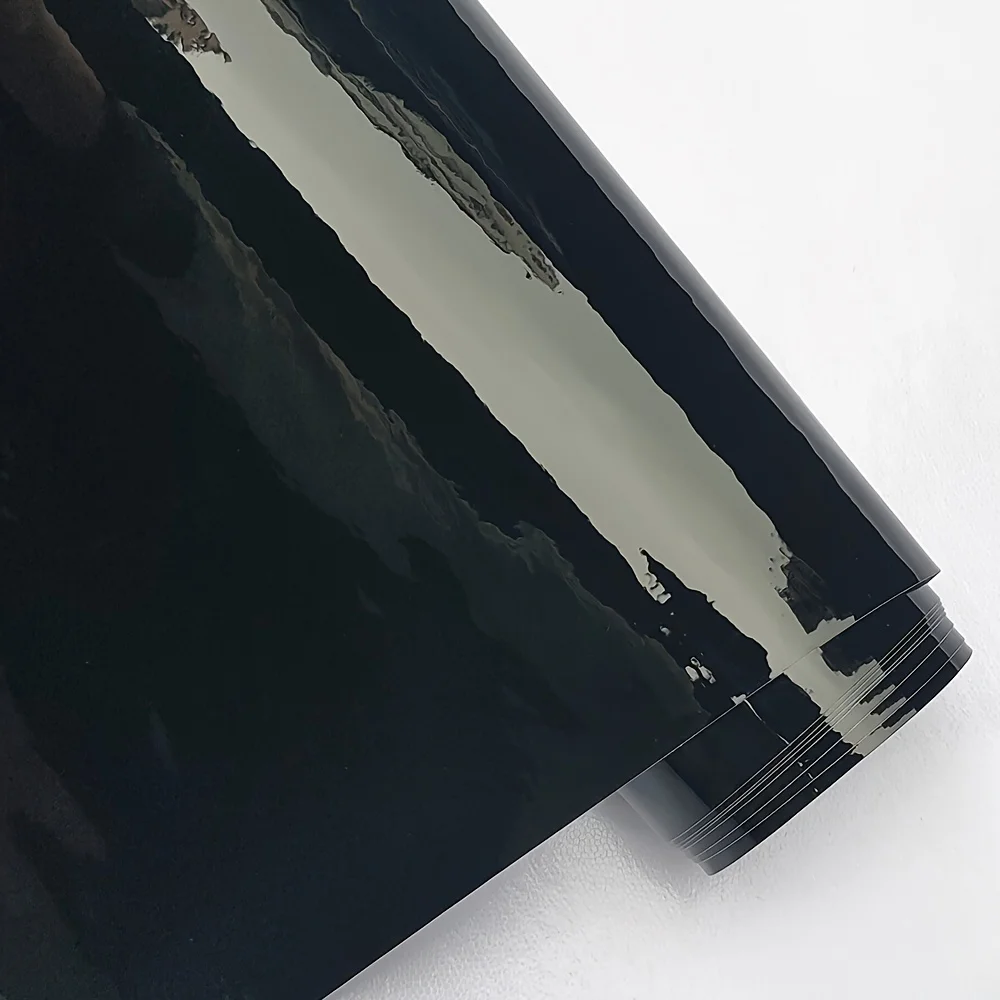 피아노 블랙 글로시 비닐 랩 필름 글로스 블랙 자가 접착 비닐 스티커 기포 없는 차량 창문 트림 미러