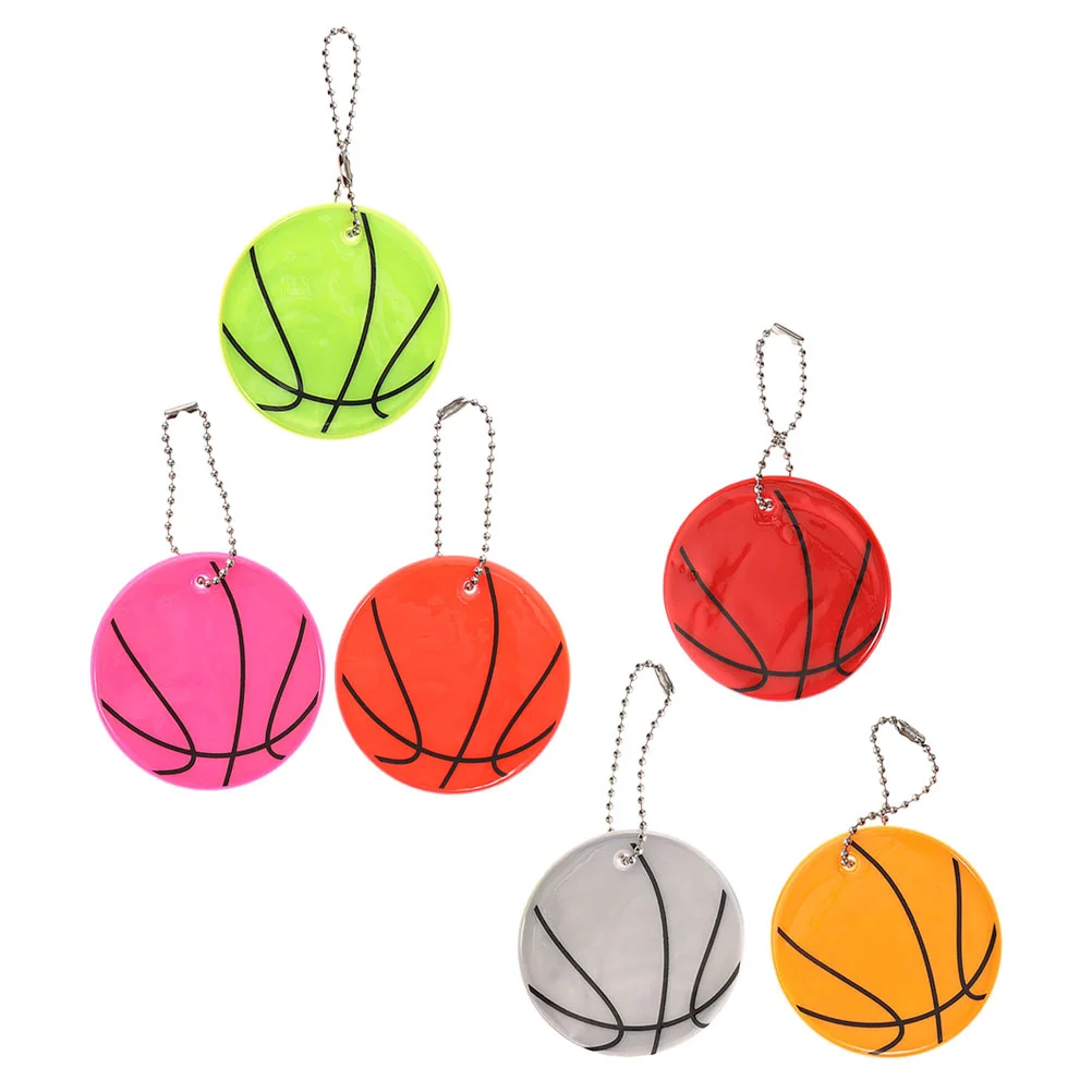 

6 Pcs of The Lid Basketball Pendant Backpack Reflectors Reflective Glowing Spherical Hanging Adornment Plastic Bicycles Bike