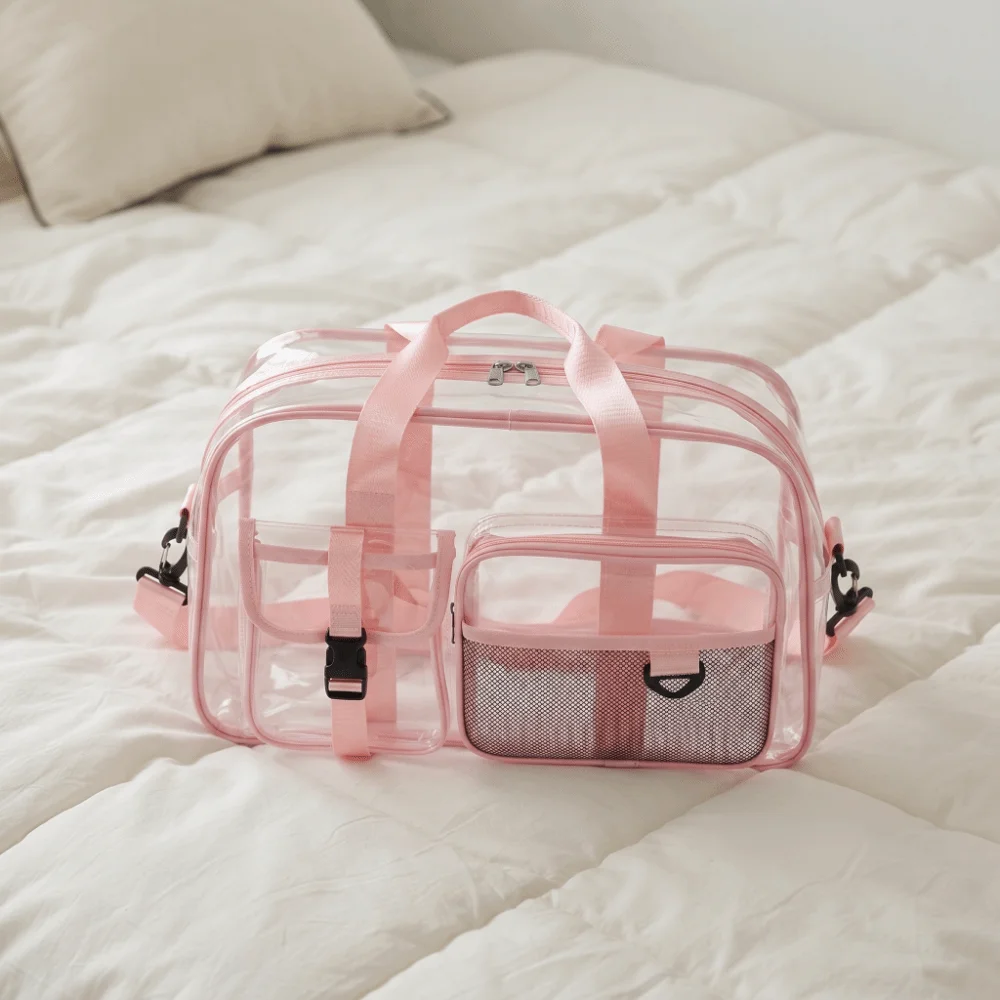 Multifunctional Large Capacity PVC Waterproof Bag Transparent Handheld PVC Swimming Bag Portable Zipper Travel Duffle Gym Use