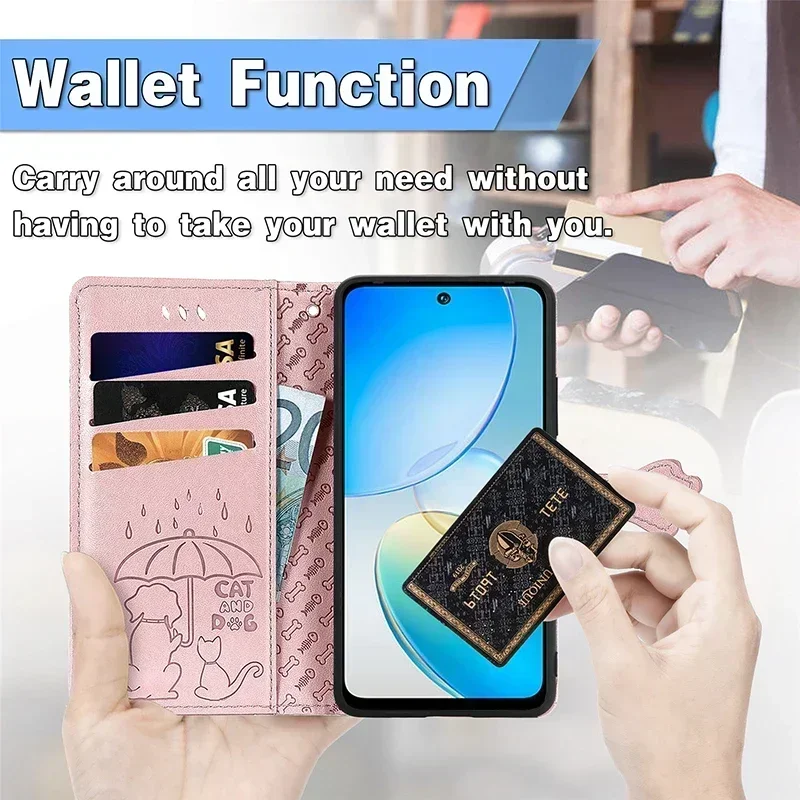 Luxury Cat Dog Style Case For Samsung Galaxy A05 A05S A15 A25 A35 A55 A14 A24 A34 A54 A13 A23 A33 A53 Wallet Card Protect Cover