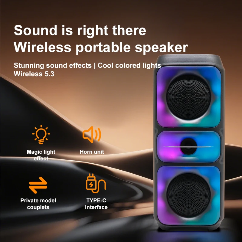 

Портативная Bluetooth-колонка 5.3 с RGB-подсветкой, беспроводная колонка с аккумулятором 2000 мАч, поддержка TWS/TF-карты/звонков, для домашних вечеринок