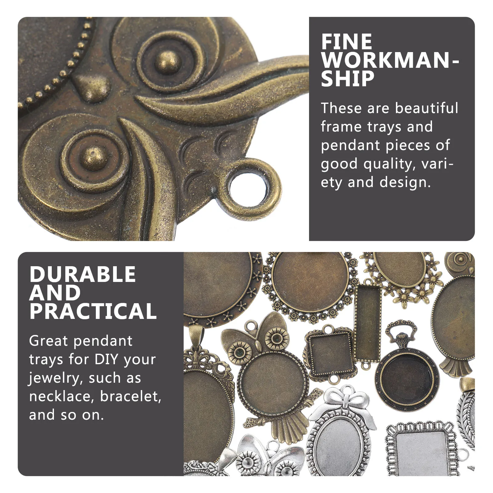 

Alloy Pendant Bezels for DIY Jewelry Craft Vintage Tray Bases Smooth Surface Resin Compatible Glass Patches H made Accessories