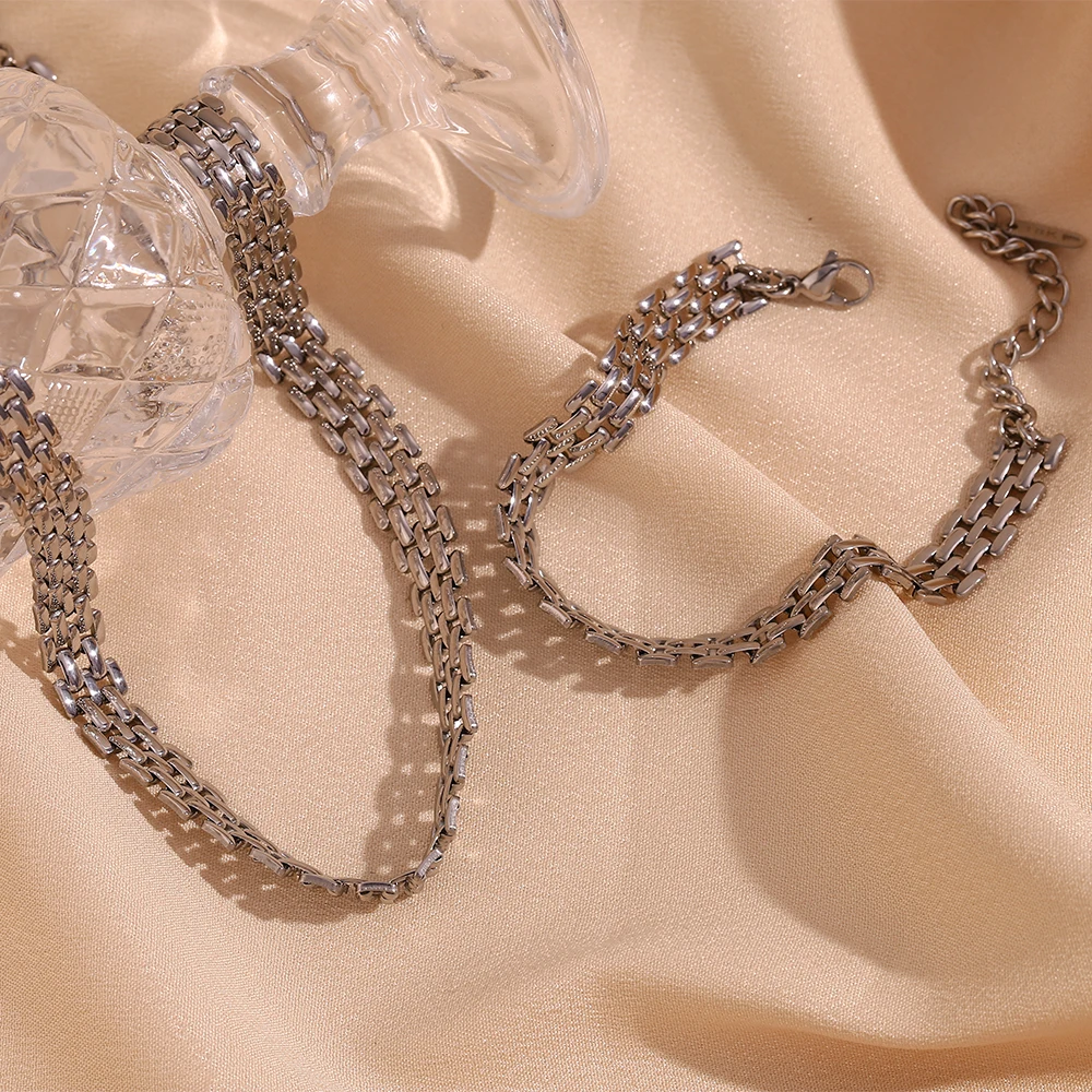 E.B.belle Neues Uhrenarmband, Kettenarmband, Halskette, 18 Karat vergoldeter Schmuck, 316L-Edelstahl-Armband für Damen-Accessoires – Detail 11