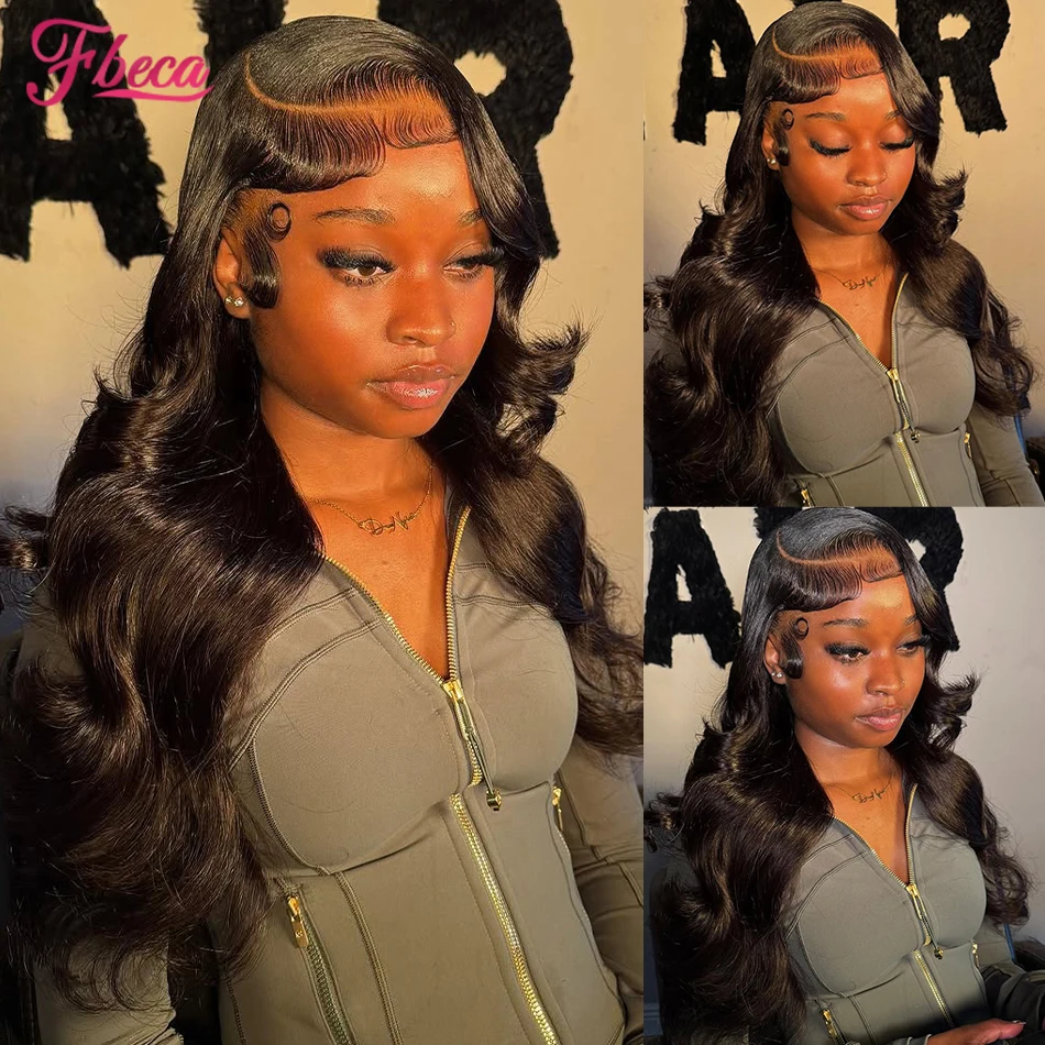 13x4 HD Onda Del Corpo Frontale Del Merletto Dei Capelli Umani Parrucca Brasiliana Dei Capelli Umani per Le Donne 180% Densità Nero Naturale 4x4 Parrucca di Chiusura Del Merletto