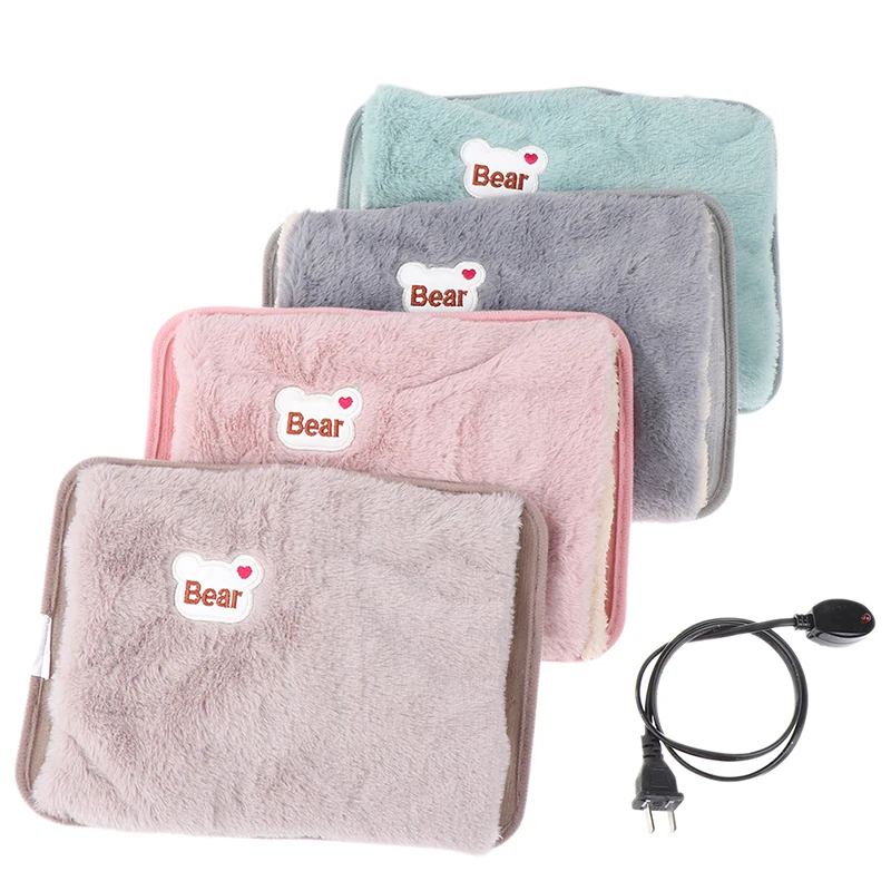 US Plug Hand Warmer Heat Pack Cute Rechargeable Electric Hot Water Bag Safety Rabbit Fur Reusable Hot Water Bottle Handwarmer