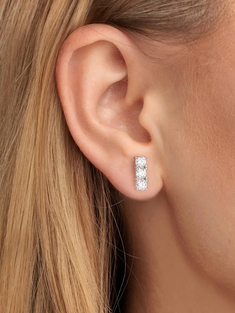 Personalisierte Echte 0,1CT Moissanit-Diamant-Ohrringe für Damen, Jubiläum, Party, Hochzeit, Glänzender Modeschmuck, Luxus-Schmuck – Detail 5
