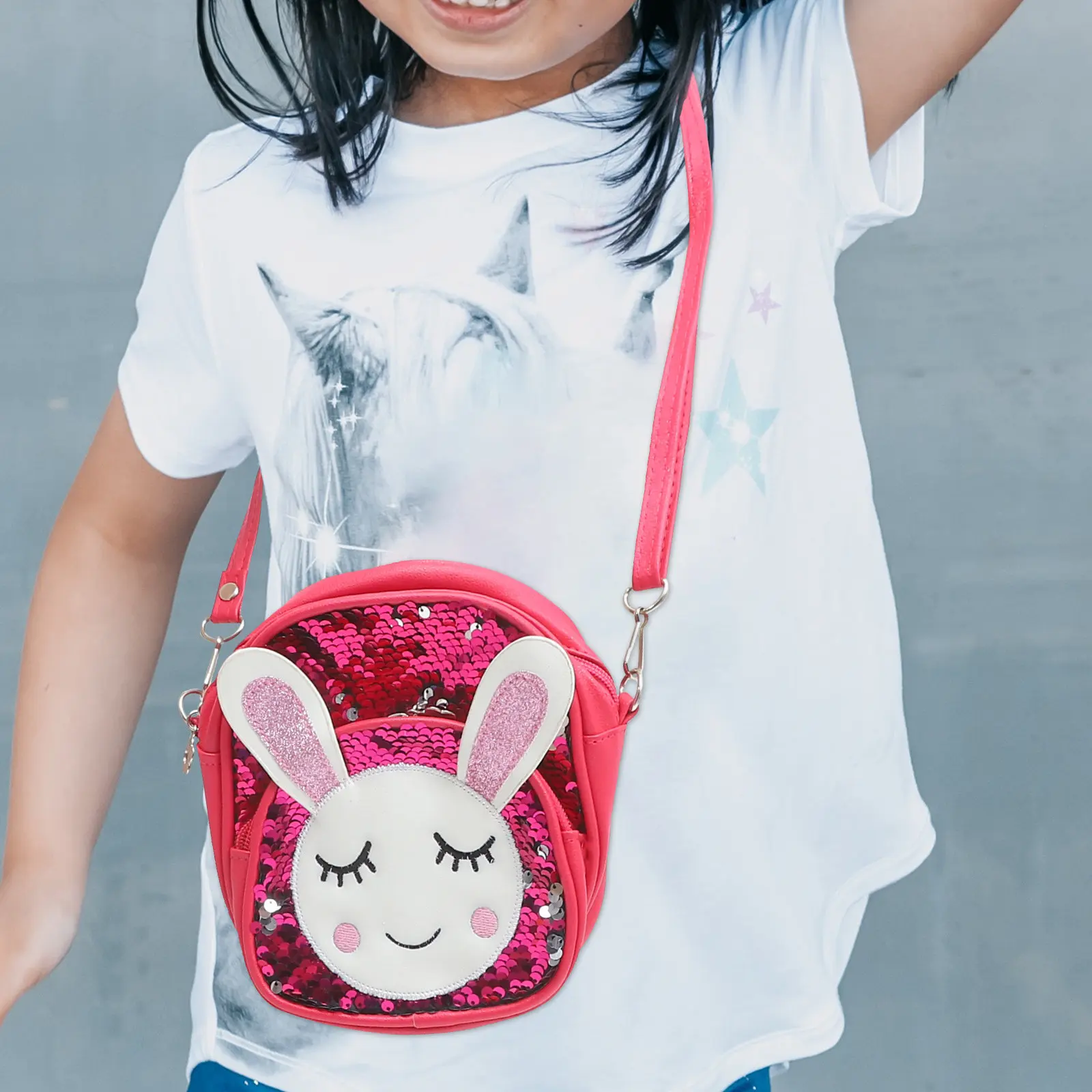 

Kids Rabbit Backpack School Bag Girl Crossbody Lightweight Zippered Lovely Knapsack Suitable for Daily Use Children Backpack