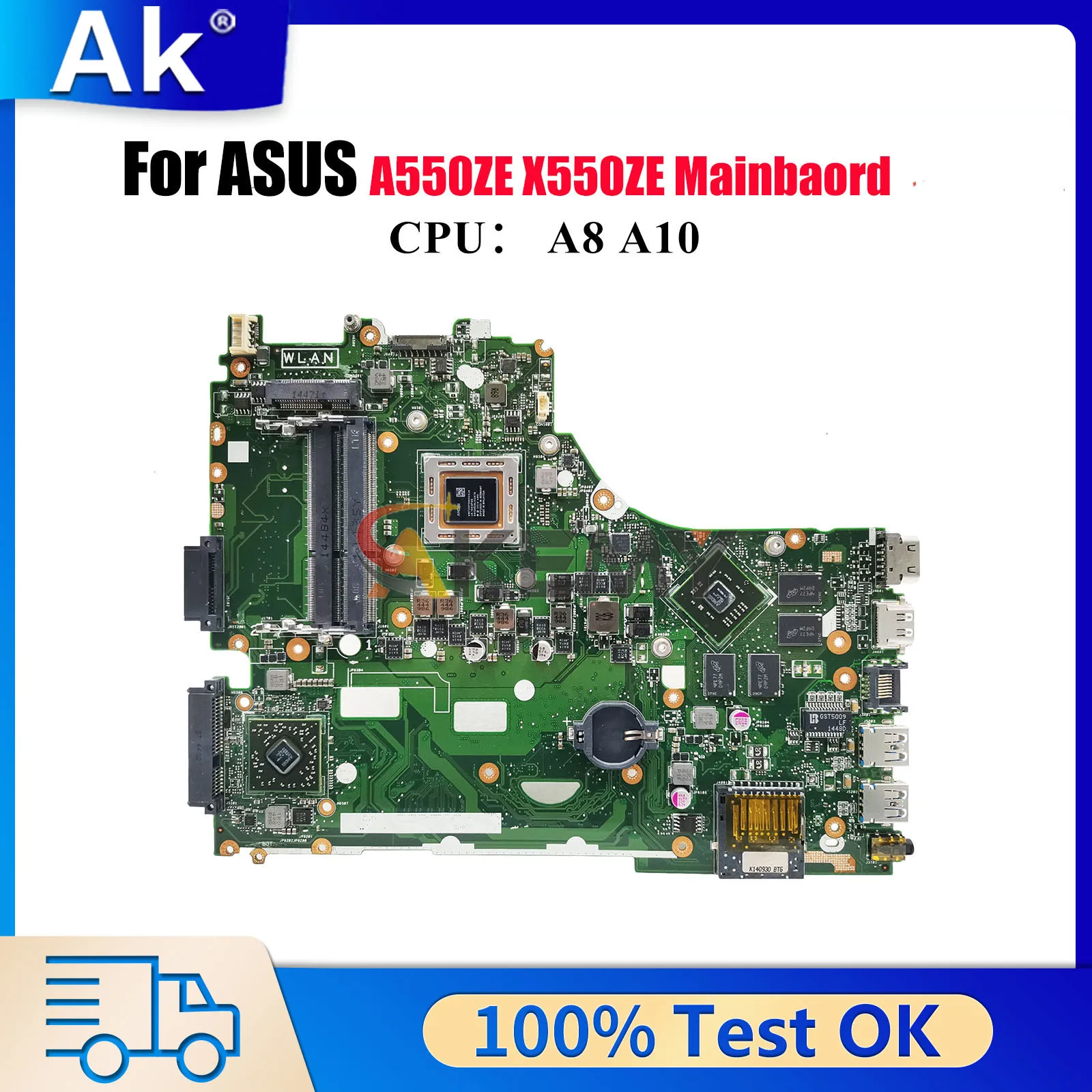 

X550ZE Laptop Motherboard For ASUS VivoBook K555Z A555Z X550Z A550ZE K550ZE F550ZE VM590Z X550ZE Mainboard With A8 A10 CPU stk