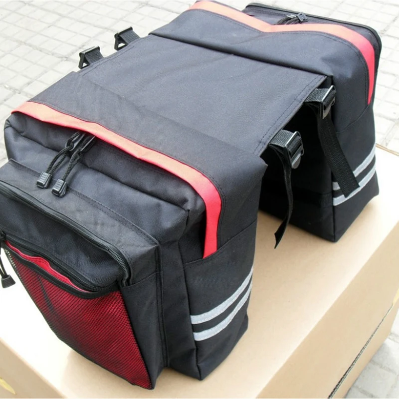 Bicycle Rear Shelf Bag Mountain Bike Support Bag Tail Bicycle Double Pannier Saddle Bag Riding Bag With Reflective Strip